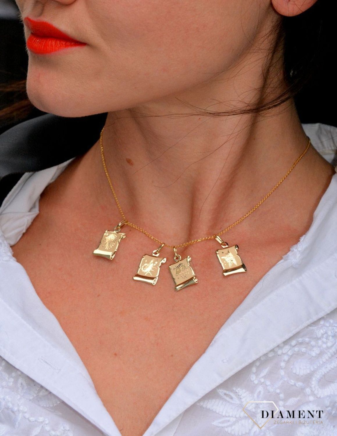 Złota zawieszka znak zodiaku Waga ..jpg